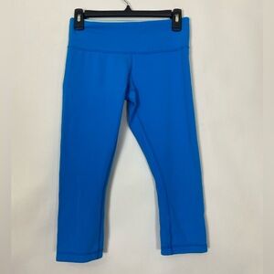 Lululemon Wunder Under Crop 6 *Reversible Beaming Blue Leggings Yoga Pilates Run
